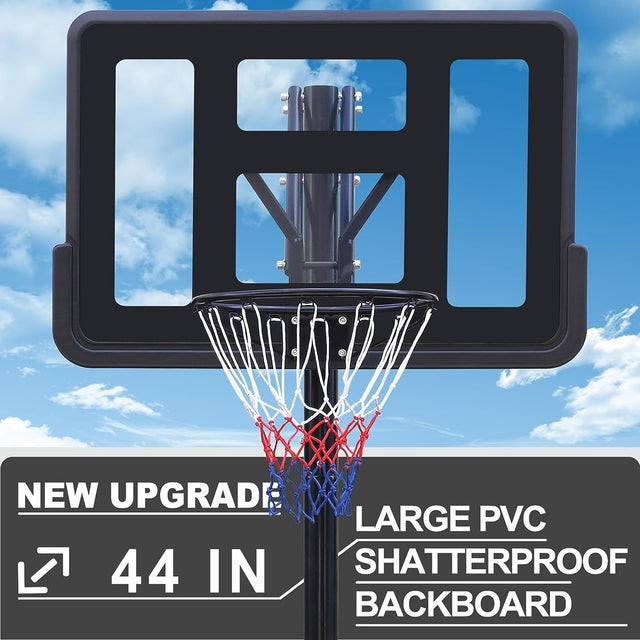 Teenagers Portable Basketball Hoop Height Adjustable basketball hoop stand 6.6ft - 10ft with 44 Inch Backboard and Wheels for Adults Teens