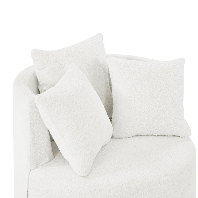 Loop Yarn Upholstered Accent Swivel Chair for Living Room Bedroom, with Movable wheels, Including 3 pillows, Beige