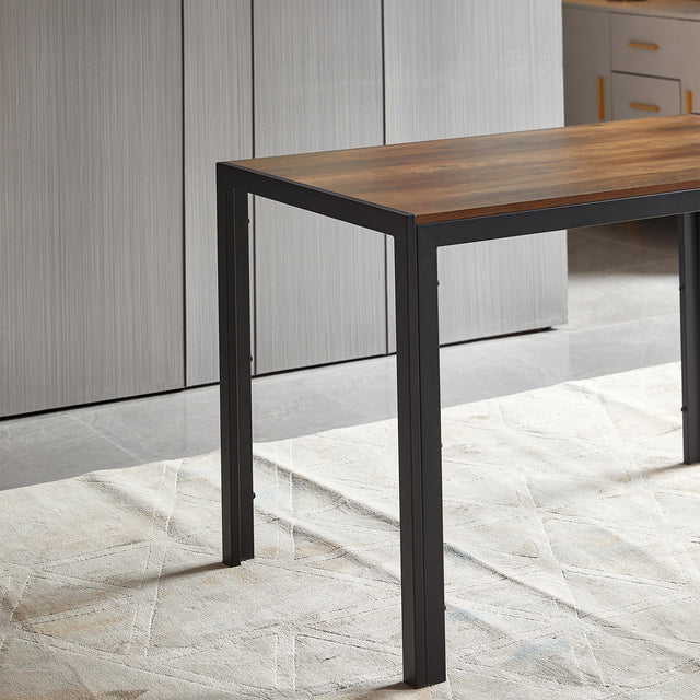 Modern Minimalist Style Dining Table MDF wooden Top Black Metal Shelf Metal Dining Room Kitchen restaurant dining Table