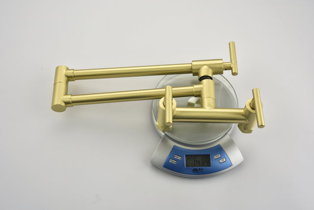 Pot Filler Faucets Both Hot Cold Water Wall Faucet Brass Faucets Kitchen Folding Kitchen Faucets Commercial Sink Faucet 3 Handles 2 Holes  Joint Swing Arm Faucets