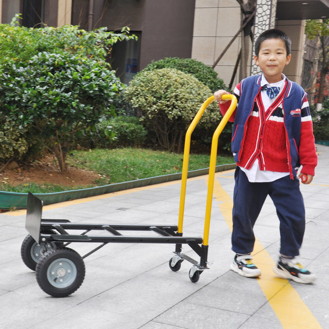Hand Truck Dual Purpose 2 Wheel Dolly Cart and 4 Wheel Push Cart with Swivel Wheels 330 Lbs Capacity Heavy Duty Platform Cart for Moving/Warehouse/Garden/Grocery