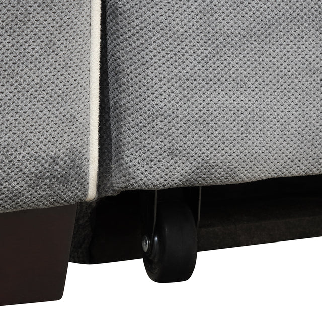 65.7" Linen Upholstered Sleeper , Pull Out Sofa Couch attached two throw pillows,Dual USB Charging Port and Adjustable Backrest for Living Room Space，Charcoal Gray