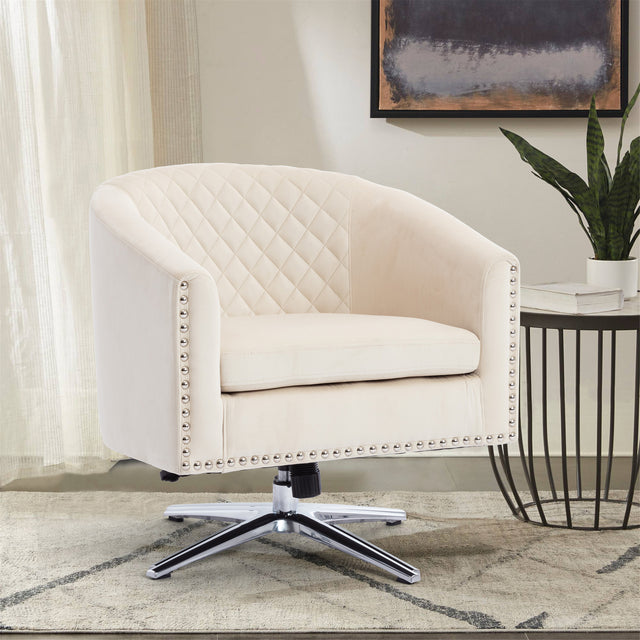 COOLMORE  Swivel  Barrel chair living room chair with nailheads and Metal base