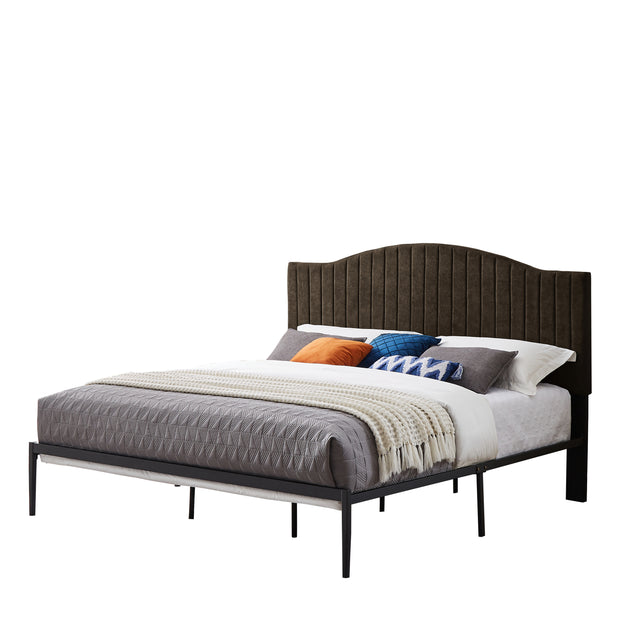 B111 King bed Beautiful line stripe cushion headboard  Strong iron frame with high temperature paint