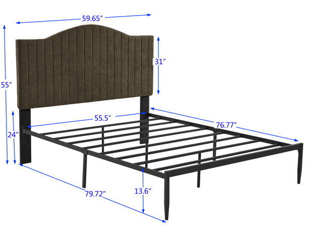 B111 Full bed Beautiful line stripe cushion headboard  Strong iron frame with high temperature paint