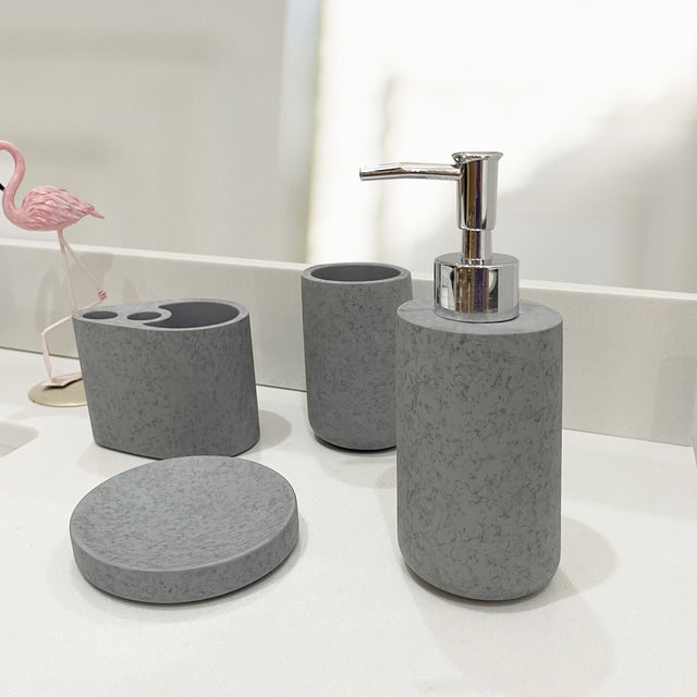 Concrete Bath Accessory Set for Vanity Countertops,Grey Stone Color/Cement Grey Color