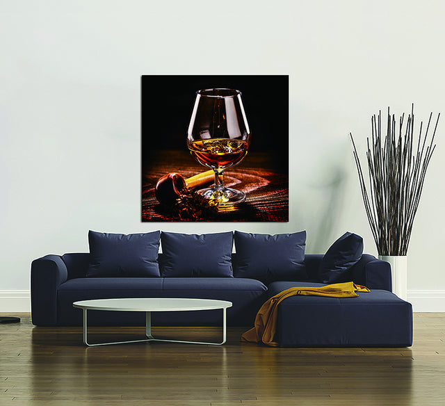 Oppidan Home "Pipe and Tasting Glass" Acrylic Wall Art (40"H X 40"W)