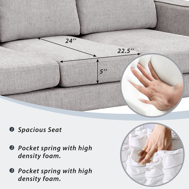 [VIDEO provided] [New]Modern 3-Piece Sofa Sets with Sturdy Metal Legs,Chenille Upholstered Couches Sets Including 3-Seat Sofa, Loveseat and Single Chair for Living Room Furniture Set (1+2+3 Seat)
