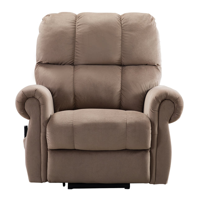 Electric lift recliner with heat therapy and massage, suitable for the elderly, heavy recliner, with modern padded arms and back, camel