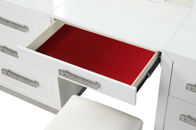 Coco LED Mirror Vanity Set Made with Wood in Milky White