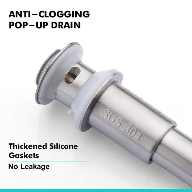 Sink Drain Stopper Bathroom 1.75 In, Pop-Up Drain Stainless Steel With Overflow Anti-Clogging for Vessel Sink Lavatory Vanity Sink Drain with Strainer Basket, Brushed Nickel.