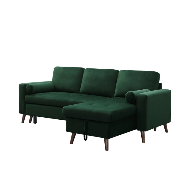 88" Reversible Pull out Sleeper Sectional Storage Sofa Bed,Corner sofa-bed with Storage Chaise Left/Right Handed Chaise