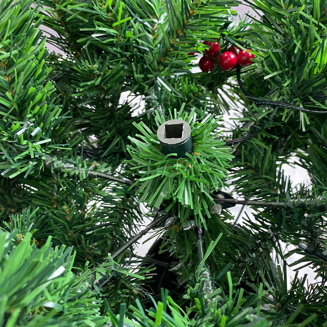 Pre-lit Xmas Tree Artificial Christmas 4-Piece Set,Garland, Wreath and Set of 2 Entrance Trees X-mas