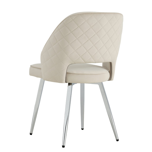 Modern Dining Chairs, Velvet Accent Chair, Living Room Leisure Chairs, Upholstered Side Chair with Metal Legs for Dining Room Kitchen Vanity Patio Club Guest (Set of 2) （Light Beige Office Chairs）