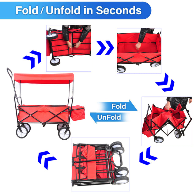 Garden Shopping Beach Cart folding wagon（red）