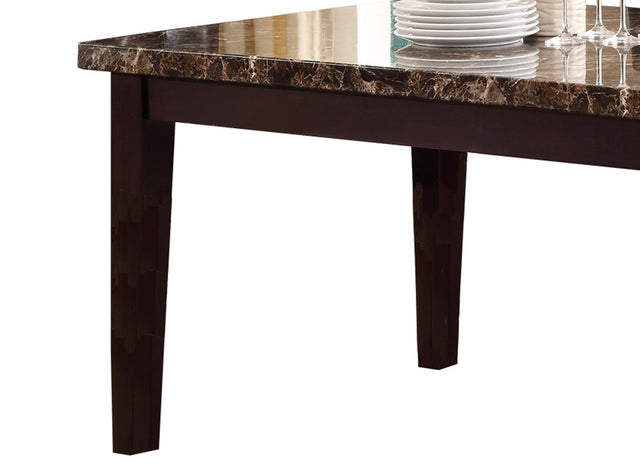 Espresso Finish Casual 1pc Dining Table Faux Marble Top Transitional Dining Room Furniture