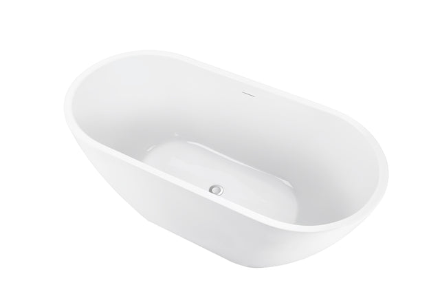 62" 100% Acrylic Freestanding Bathtub,  Soaking Tub, White Bathtub