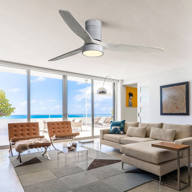 Indoor Low Profile Remote Control LED Ceiling Fan with Light