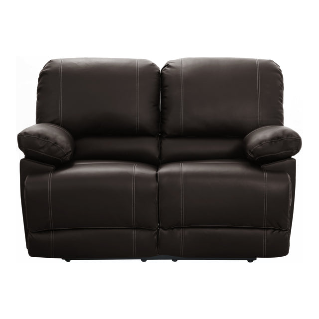 Dark Brown Faux Leather Covered 1pc Comfortable Double Reclining Loveseat Solid Wood and Plywood Frame Living Room Furniture