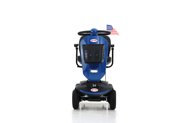 W429S00033 PATRIOT BLUE Outdoor compact mobility scooter with windshield