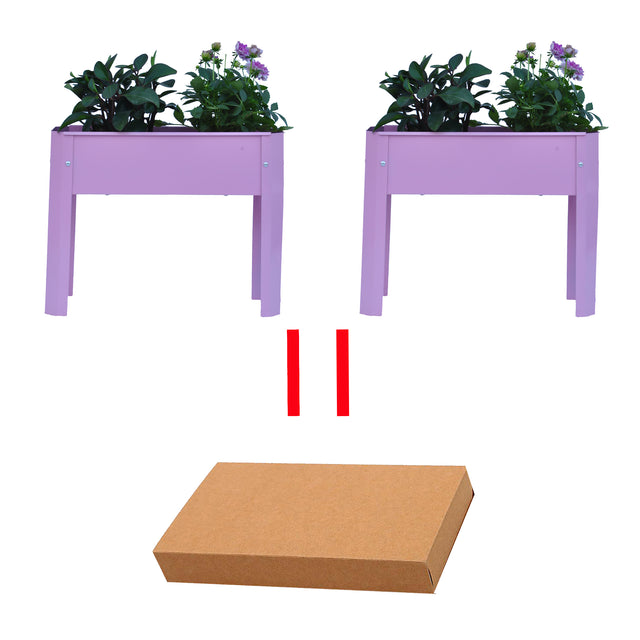 Elevated garden bed, metal elevated outdoor flowerpot box, suitable for backyard and terrace, large flowerpot, suitable for vegetable and flower(Pink*2）