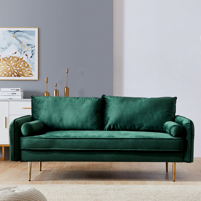 Velvet Fabric sofa with pocket-71‘’green