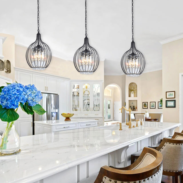 Modern American spherical crystal chandelier -3 bulbs -E12 lamp holder