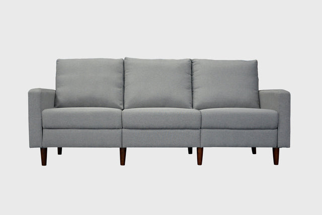 Redde Boo modern light gray fabric L shaped sofa, full K/D 3 seater sofa and stool with storage for living room sofa set