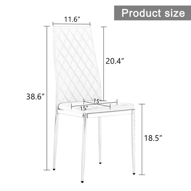 Glass dining table, dining chair set, 4 black dining chairs and 1 dining table Table size 47 "W x 29" D x 30 "H