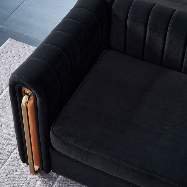 Modern velvet sofa black color