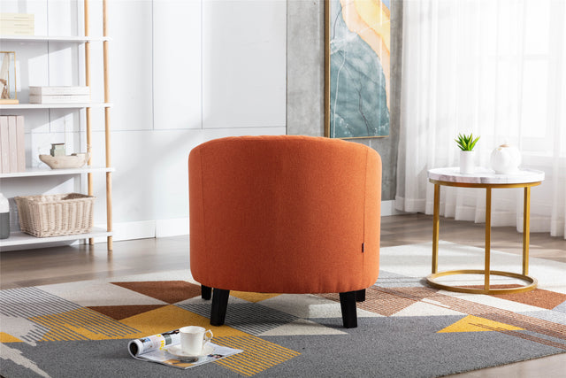 COOLMORE accent Barrel chair living room chair with nailheads and solid wood legs  Orange  linen