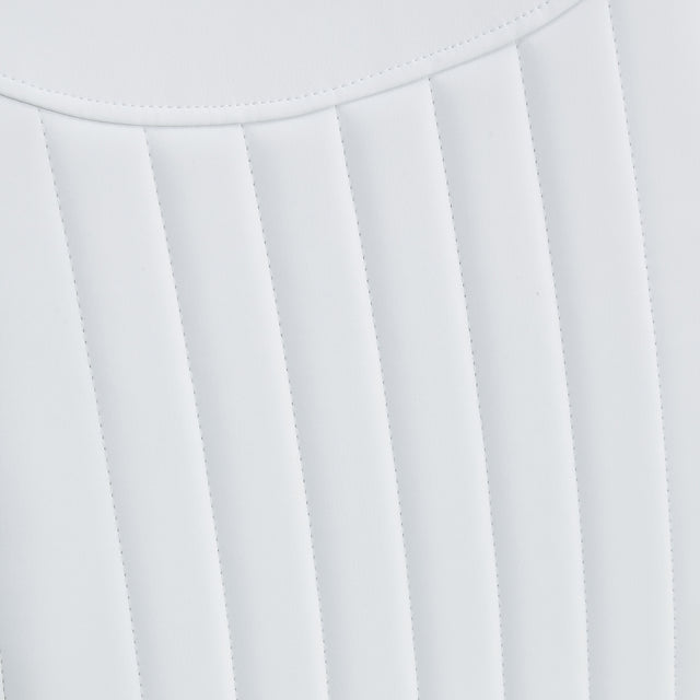 Modern Dining Plating leg Dining chair Chair, PU  Leather High Back Cushion Side  Chair with Vertical stripe backrest pattern for Dining Room Kitchen Vanity Patio Office Chair (Set of 4) (White+PU)