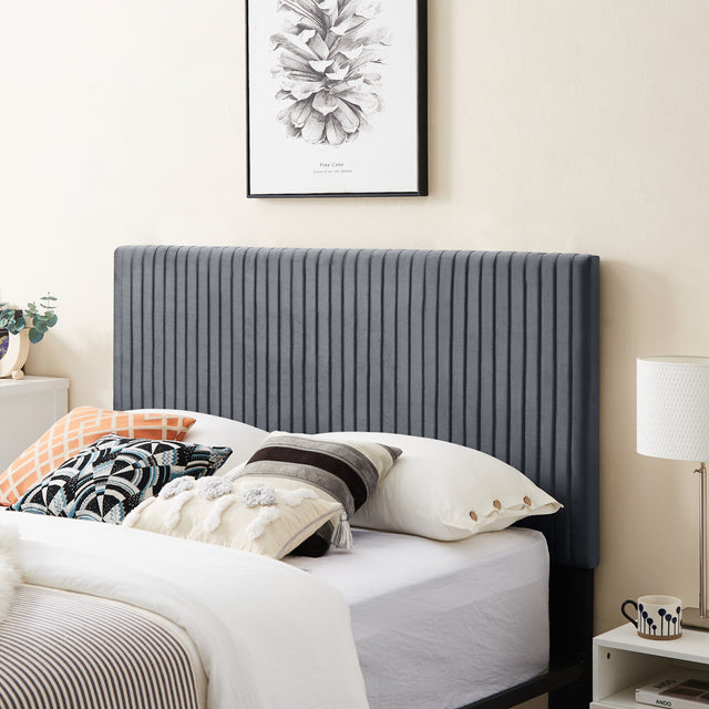 B110 Queen bed Beautiful line stripe cushion headboard  Strong iron frame with high temperature paint