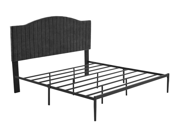 B111 King bed Beautiful line stripe cushion headboard  Strong iron frame with high temperature paint