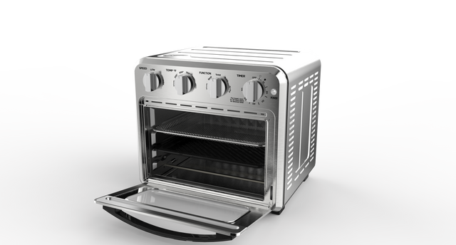 Geek Chef Air Fryer Toaster Oven Combo, 4 Slice Toaster Convection Air Fryer Oven Warm, Broil, Toast, Bake, Air Fry, Oil-Free, Accessories Included, Stainless Steel, Silver(16QT Air Fryer Oven) Ban on