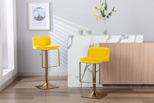 SUPERJARE Bar Stools  - Swivel Barstool Chairs with Back, Modern Pub Kitchen Counter Height，velvet, ( 1pc/ctn )
