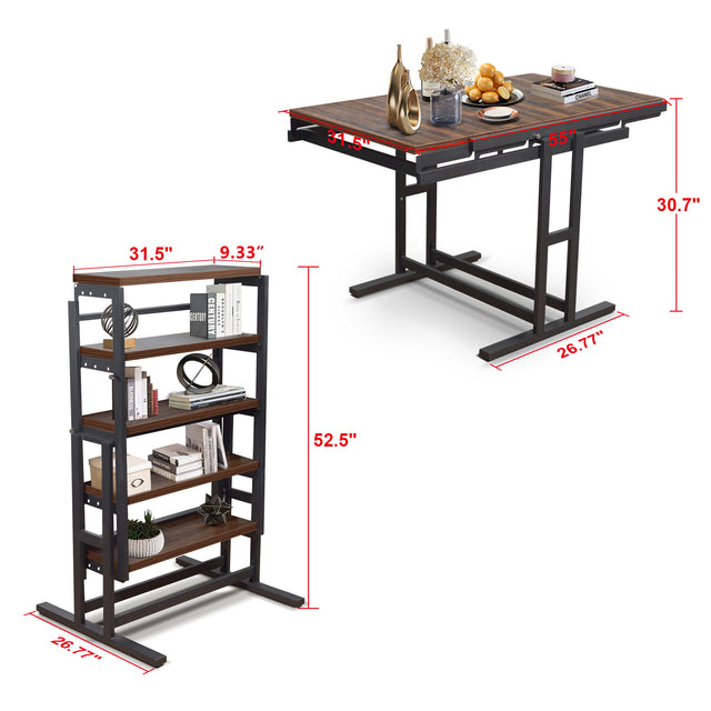 Conversion Solid wood table /shelf Wholesales folding table with convert shelf can be used as dining table or stand shelf
