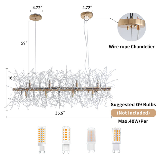 Modern American multi-particle crystal chandelier -12 bulbs -G9 lamp holder