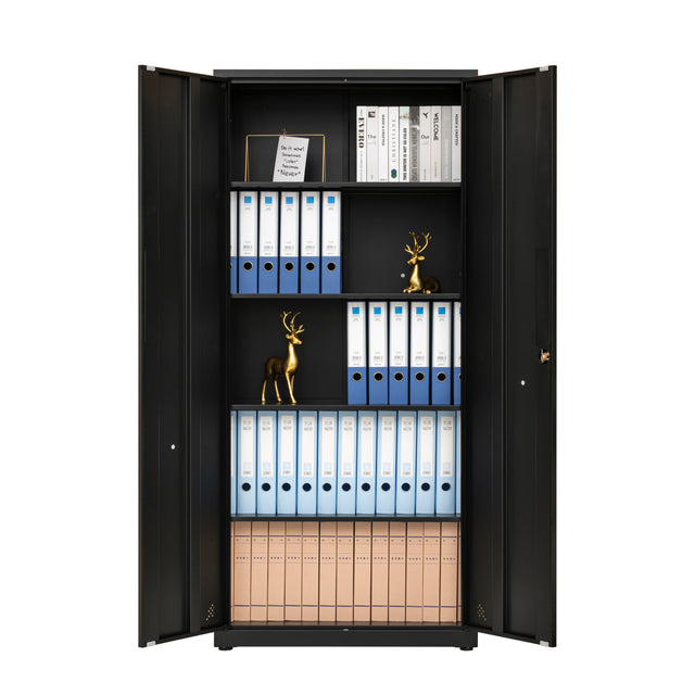 High Storage Cabinet with 2 Doors and 4 Partitions to Separate 5 Storage Spaces, Home/ Office Design