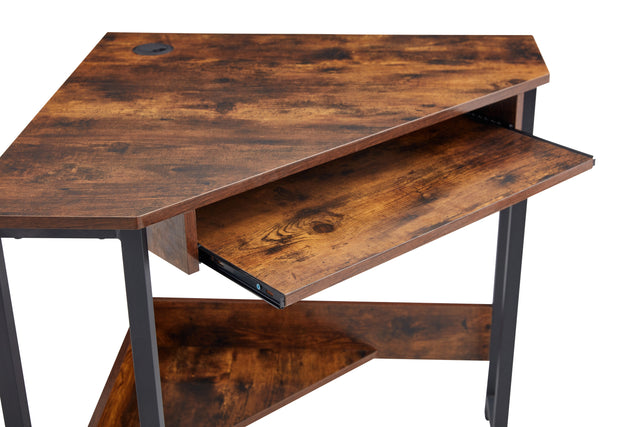 Triangle Computer Desk,Corner Desk With Smooth Keyboard Tray& Storage Shelves ,Compact Home Office,Small Desk With Sturdy Steel Frame As Workstation For Small Space,hps,28.34''L 24''W 30.11''H