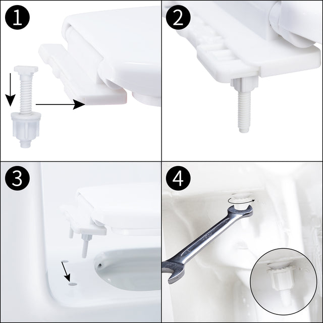 Miibox Removable Round Bowl Matte White Toilet Seat, with Nonslip Grip-Tight Never Loosen Bumpers Prevent Shifting, No Slamming Slow and Quiet-Close Seat, Quick Release for Easy Cleaning