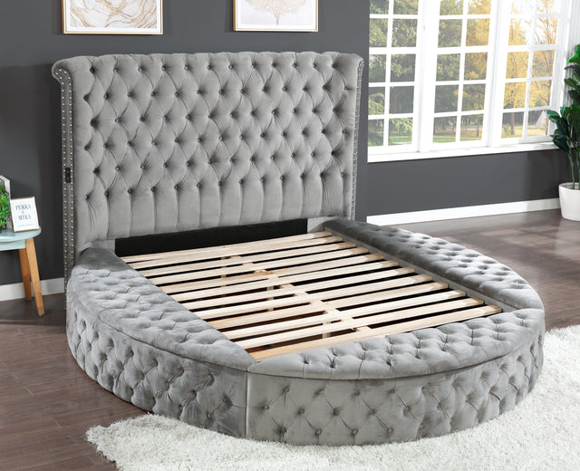 Hazel King 4 Pc Vanity Bedroom Set Made With Wood In Gray Color