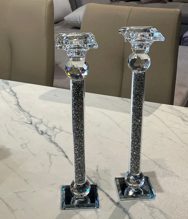Ambrose Exquisite 2 Piece Candle Holders in Silver (Gift Box Included)