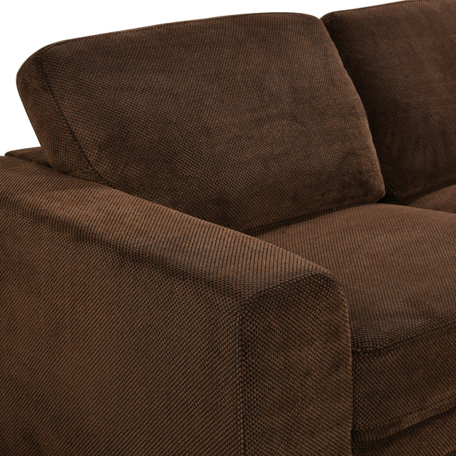 113"X113" Modern Upholstered Living Room Sectional Sofa Furniture Set,L Shape Couch with 3 Pillows for Home Office, Chocolate