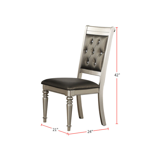Dining Chairs With Tufted Back, Silver(Set Of 2)
