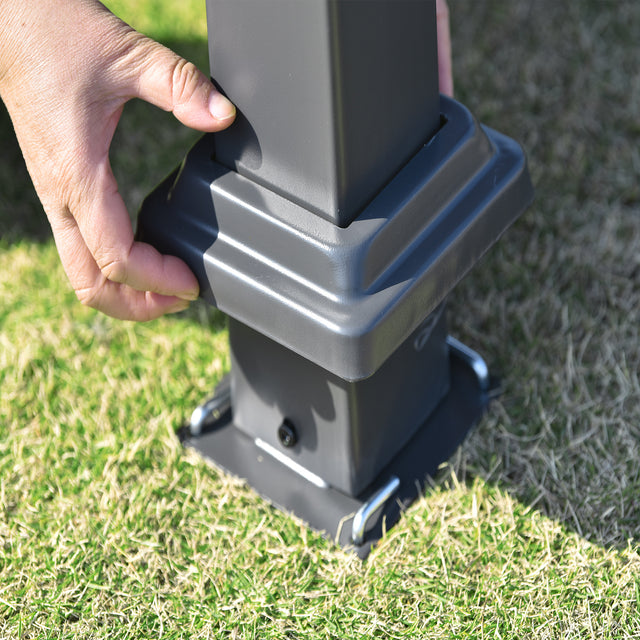 TOPMAX 10ft W*12ft L Outdoor Double Vents Gazebo Patio Metal Canopy with Screen and LED Lights for Backyard, Poolside, Brown