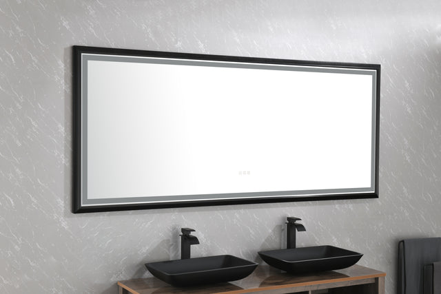 LTL needs to consult the warehouse address88 in. W x 38 in. H Oversized Rectangular Black Framed LED Mirror Anti-Fog Dimmable Wall Mount Bathroom Vanity Mirror  Wall Mirror