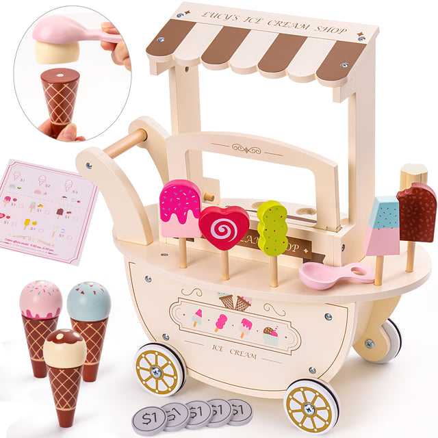 Ice Cream Cart for Kids Toddlers,  Food Toys Gift for Boys Girls,(1piece an order)