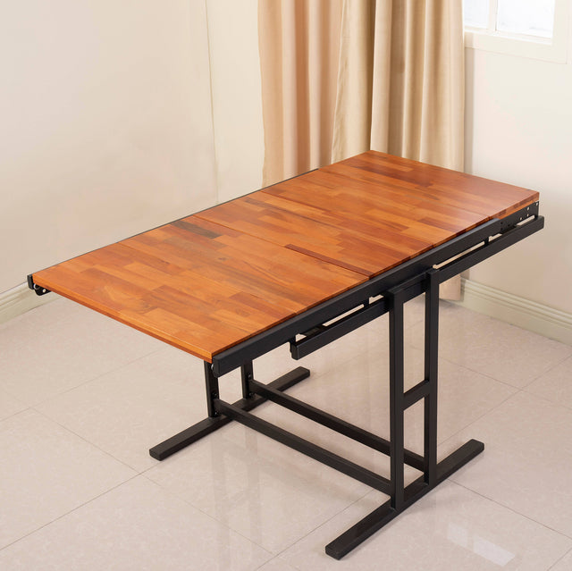 Conversion Solid wood table /shelf Wholesales folding table with convert shelf can be used as dining table or stand shelf