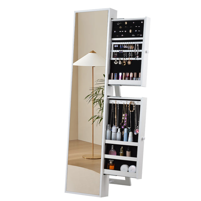Fashion Standing Mirror  Jewelry Cabinet  With Two Storage  Drawer